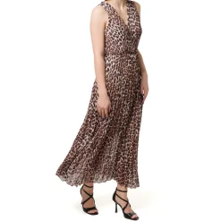 Sale Abito a fantasia animalier Leopardata da Donna con plisse Donna Abbigliamento Moda Donna