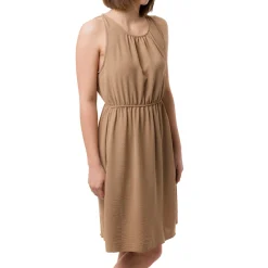 Hot Abito Corto taupe da Donna senza maniche con Coulisse in vita Donna Abbigliamento Moda Donna