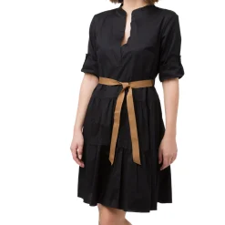 Outlet Abito da Donna Nero con cintura marrone Donna Abbigliamento Moda Donna|Cinture Donna