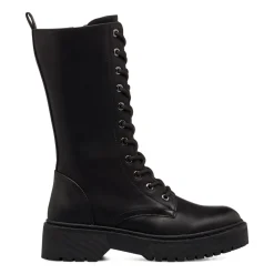 New Anfibi alti neri da donna con zip sul lato Donna Scarponcini E Anfibi Donna