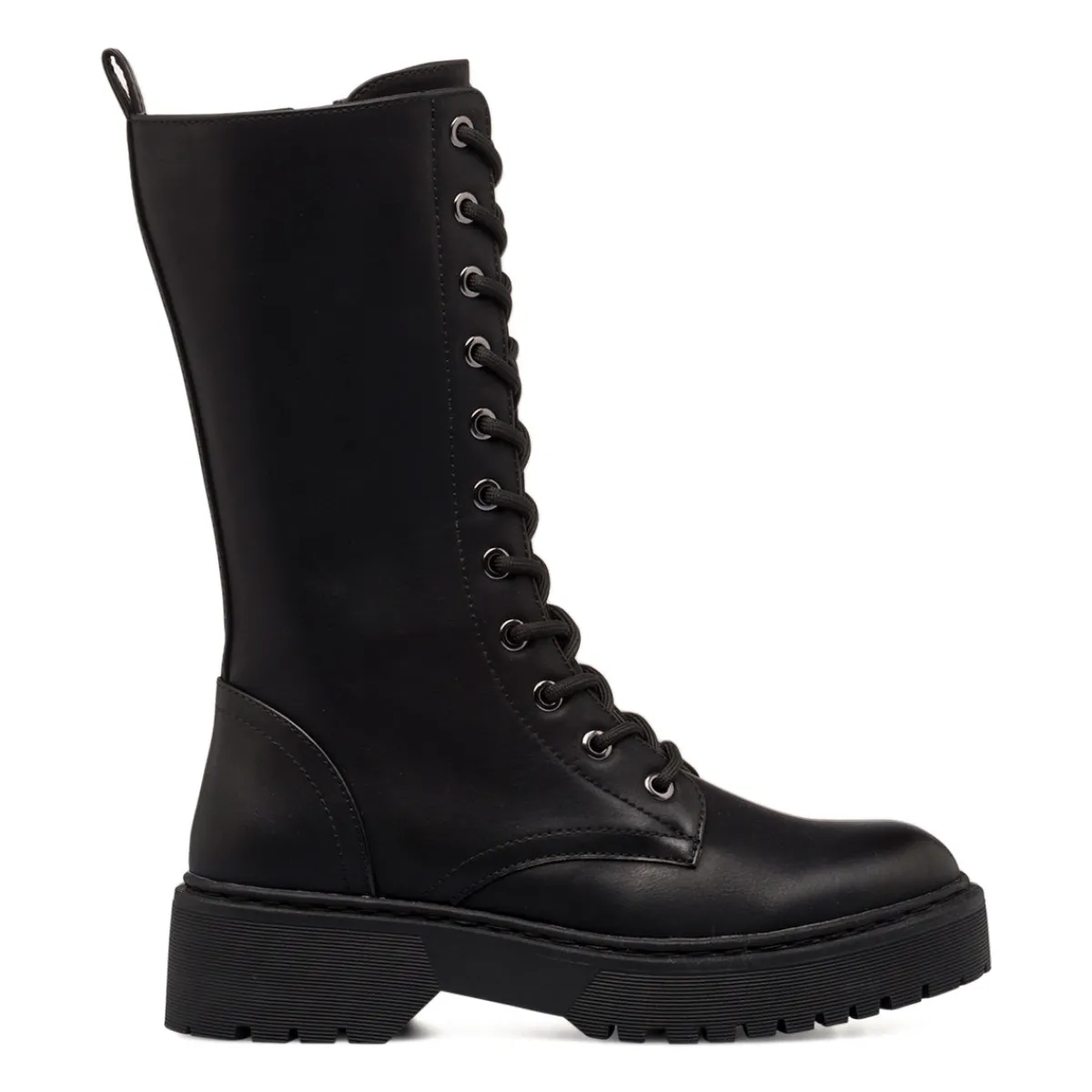 New Anfibi alti neri da donna con zip sul lato Donna Scarponcini E Anfibi Donna