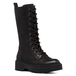 New Anfibi alti neri da donna con zip sul lato Donna Scarponcini E Anfibi Donna