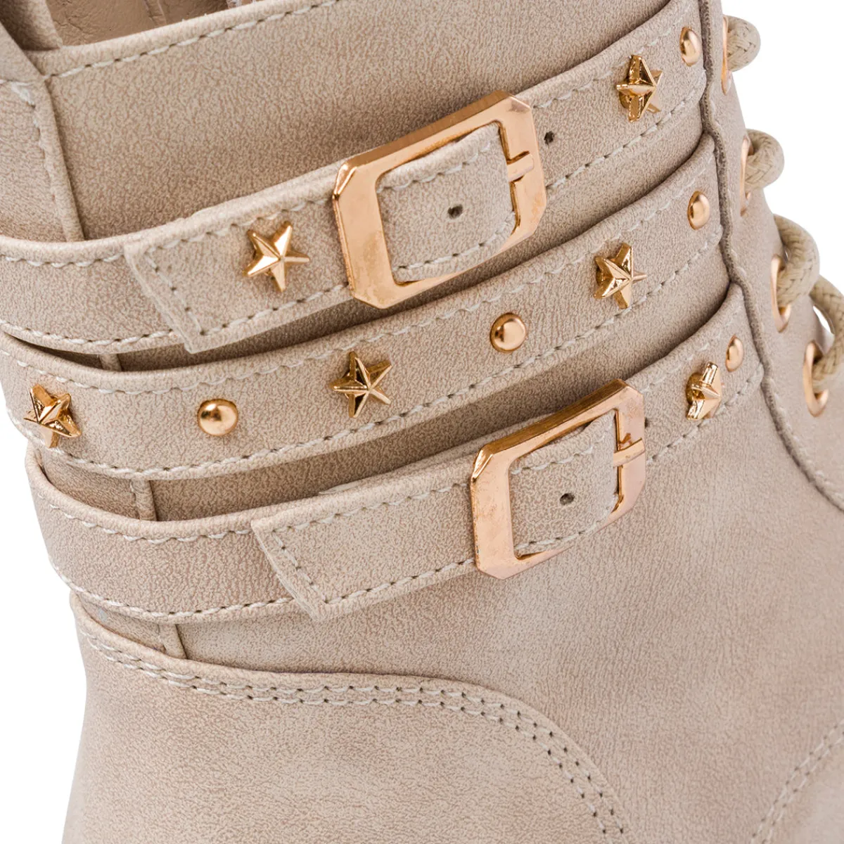 Anfibi beige da Bambina e Ragazza con fibbie e stelle Bambino Stivaletti Bambina|Scarpe Ragazza