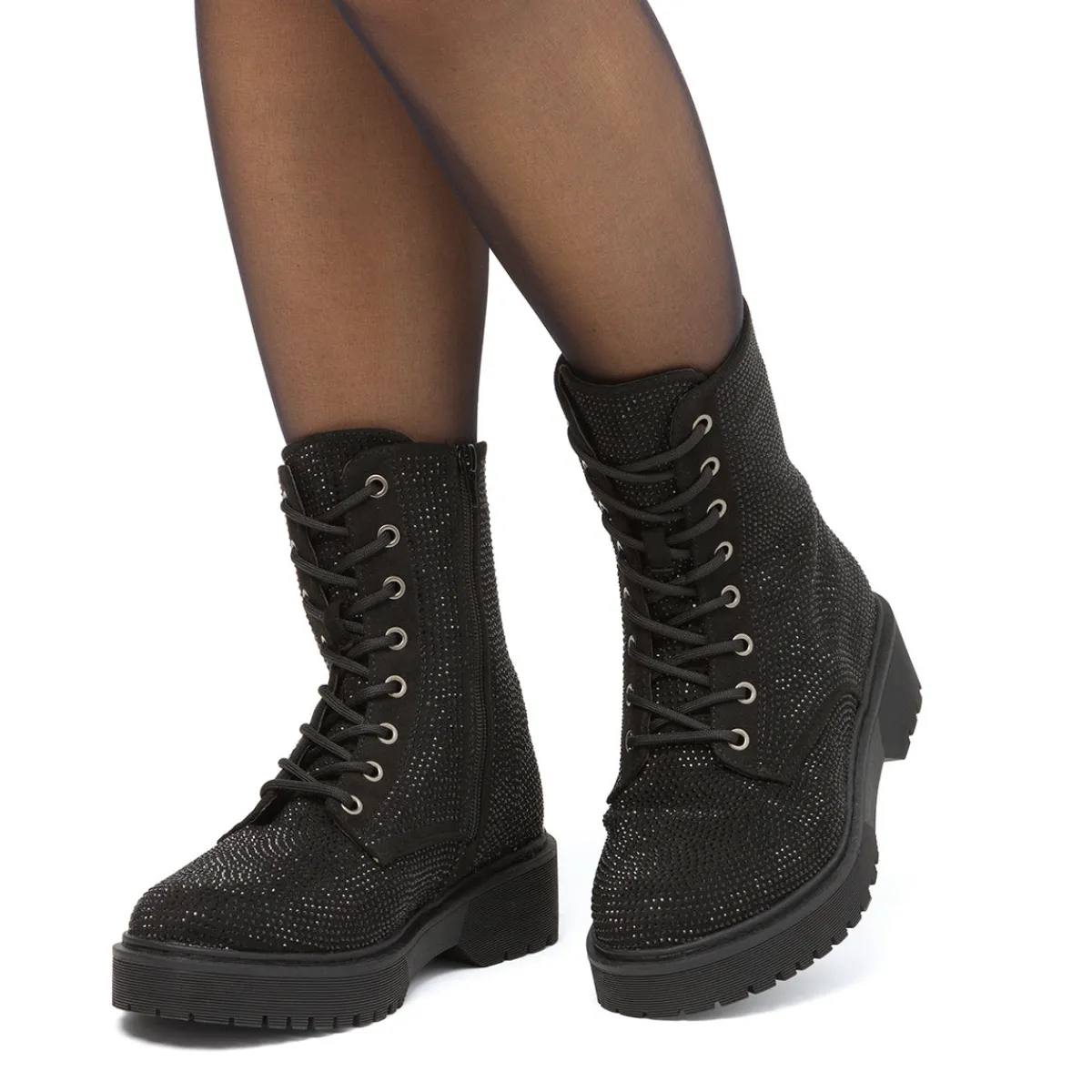 Online Anfibi da donna neri con strass Donna Scarponcini E Anfibi Donna