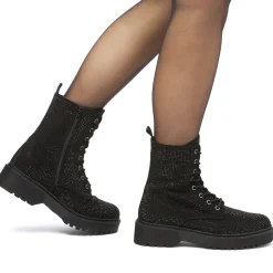 Online Anfibi da donna neri con strass Donna Scarponcini E Anfibi Donna