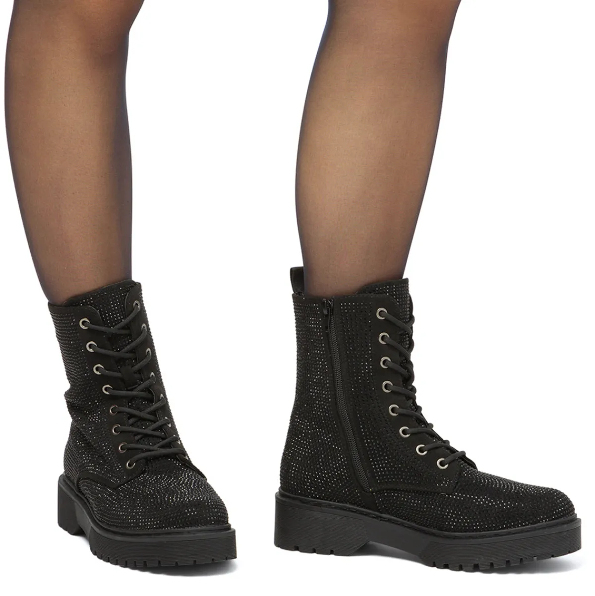 Online Anfibi da donna neri con strass Donna Scarponcini E Anfibi Donna