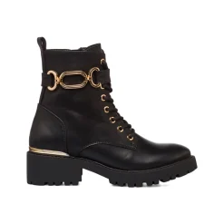 Anfibi da donna neri con cinturino color oro Donna Scarponcini E Anfibi Donna