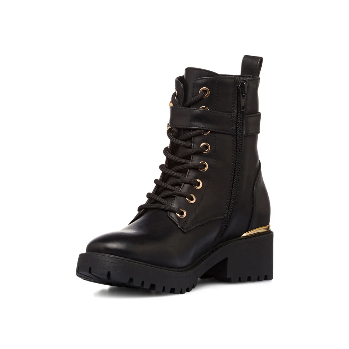 Anfibi da donna neri con cinturino color oro Donna Scarponcini E Anfibi Donna