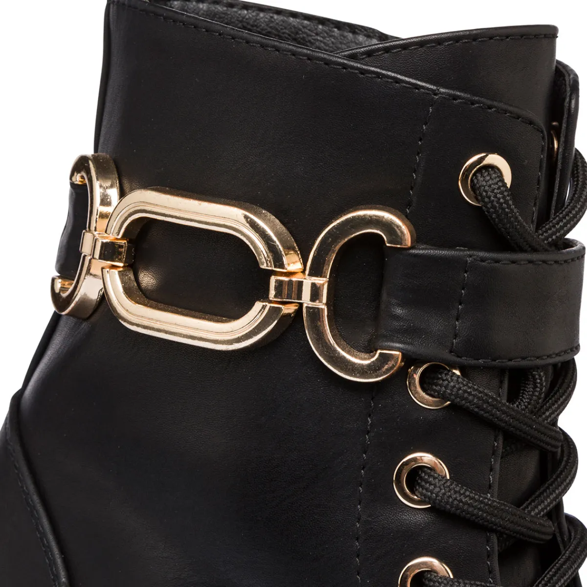 Anfibi da donna neri con cinturino color oro Donna Scarponcini E Anfibi Donna