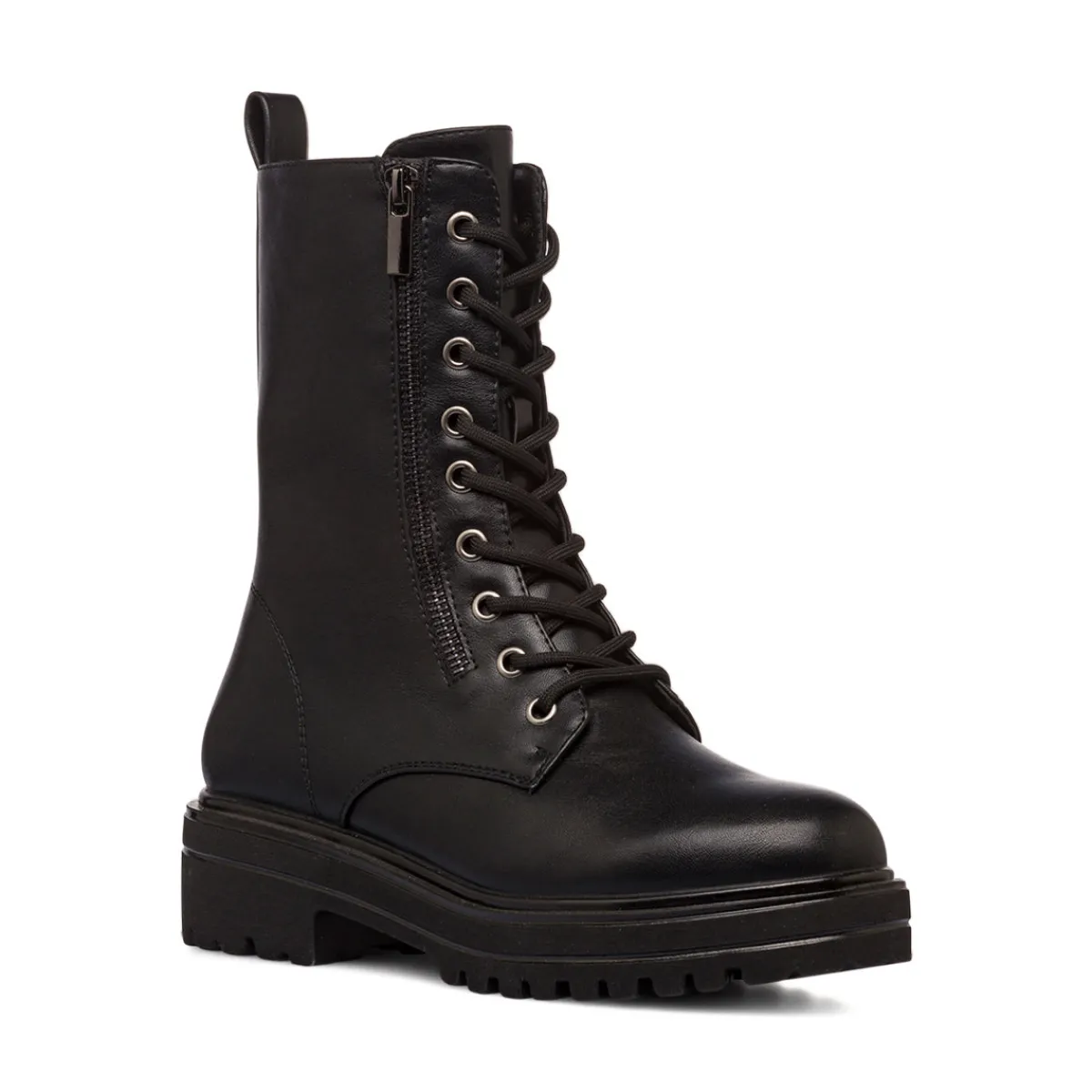 New Anfibi da donna neri con zip Donna Scarponcini E Anfibi Donna