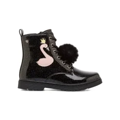 New Anfibi da ragazza nero con glitter e dettaglio fenicottero Bambino Stivaletti Bambina|Scarpe Ragazza