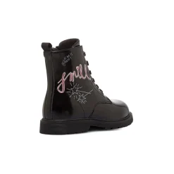 New Anfibi da Ragazza neri lucidi con stampa grafica Smile Bambino Stivaletti Bambina|Scarpe Ragazza