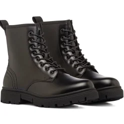 Outlet Anfibi da uomo neri stile combat con chiusura a lacci Uomo Polacchine Uomo|Stivaletti Uomo