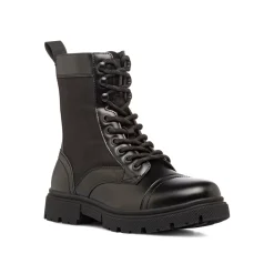 Sale Anfibi da uomo neri stile combat con chiusura zip Uomo Scarponcini E Anfibi Uomo|Polacchine Uomo