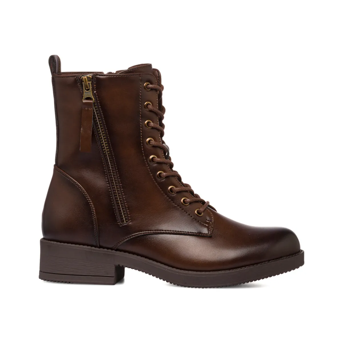 New Anfibi marroni da donna con tacco basso Donna Scarponcini E Anfibi Donna