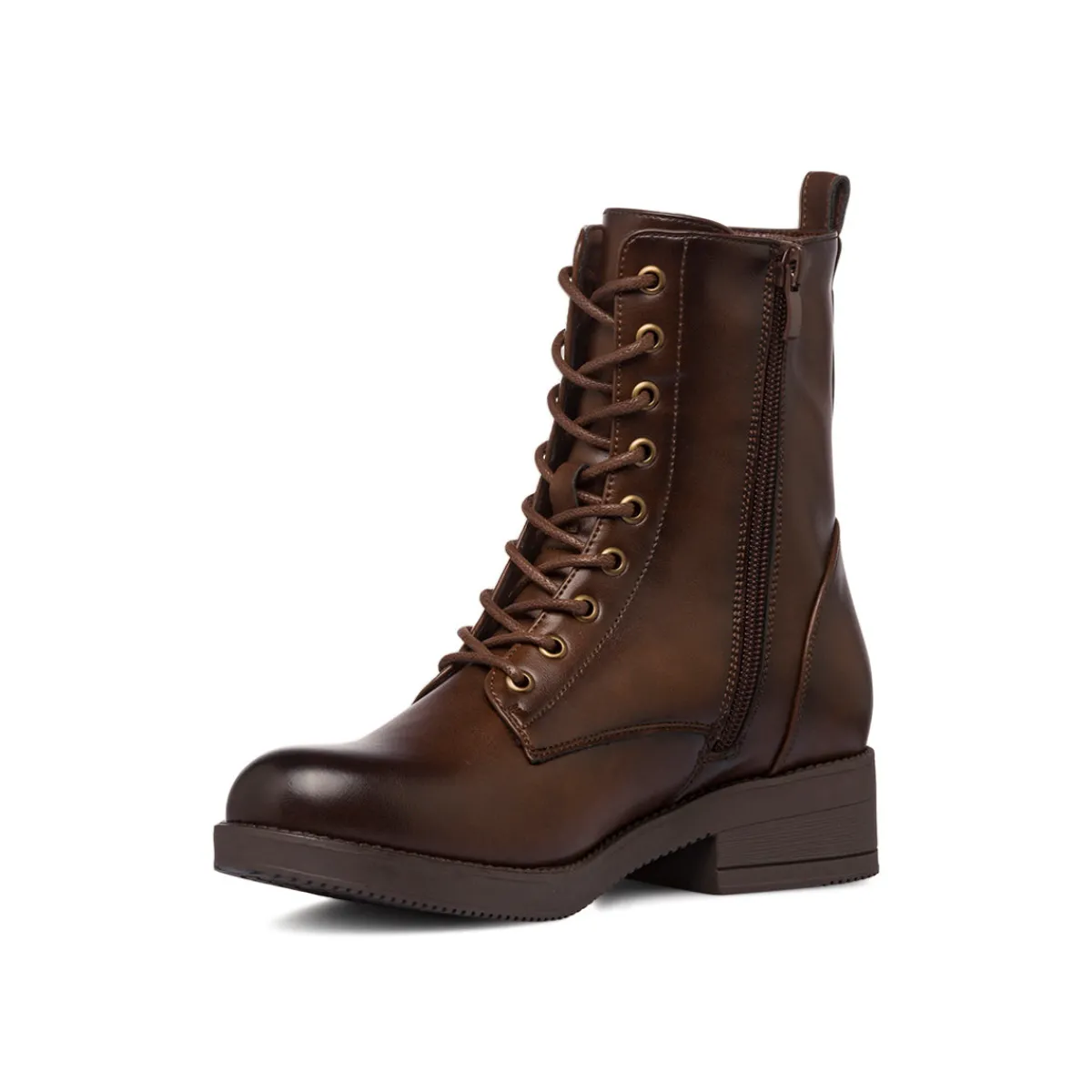 New Anfibi marroni da donna con tacco basso Donna Scarponcini E Anfibi Donna