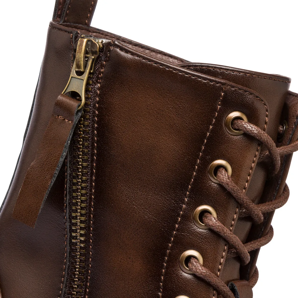 New Anfibi marroni da donna con tacco basso Donna Scarponcini E Anfibi Donna