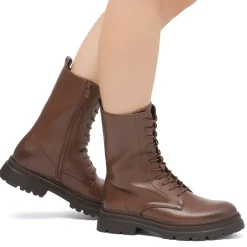 Hot Anfibi marroni da donna con zip Donna Scarponcini E Anfibi Donna