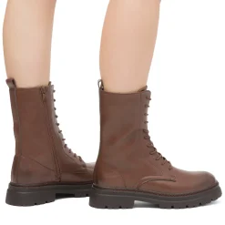Hot Anfibi marroni da donna con zip Donna Scarponcini E Anfibi Donna