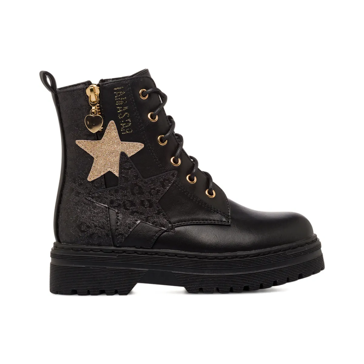 New Anfibi neri bambina e ragazza con stelle glitter dorate Bambino Stivaletti Bambina|Scarpe Ragazza