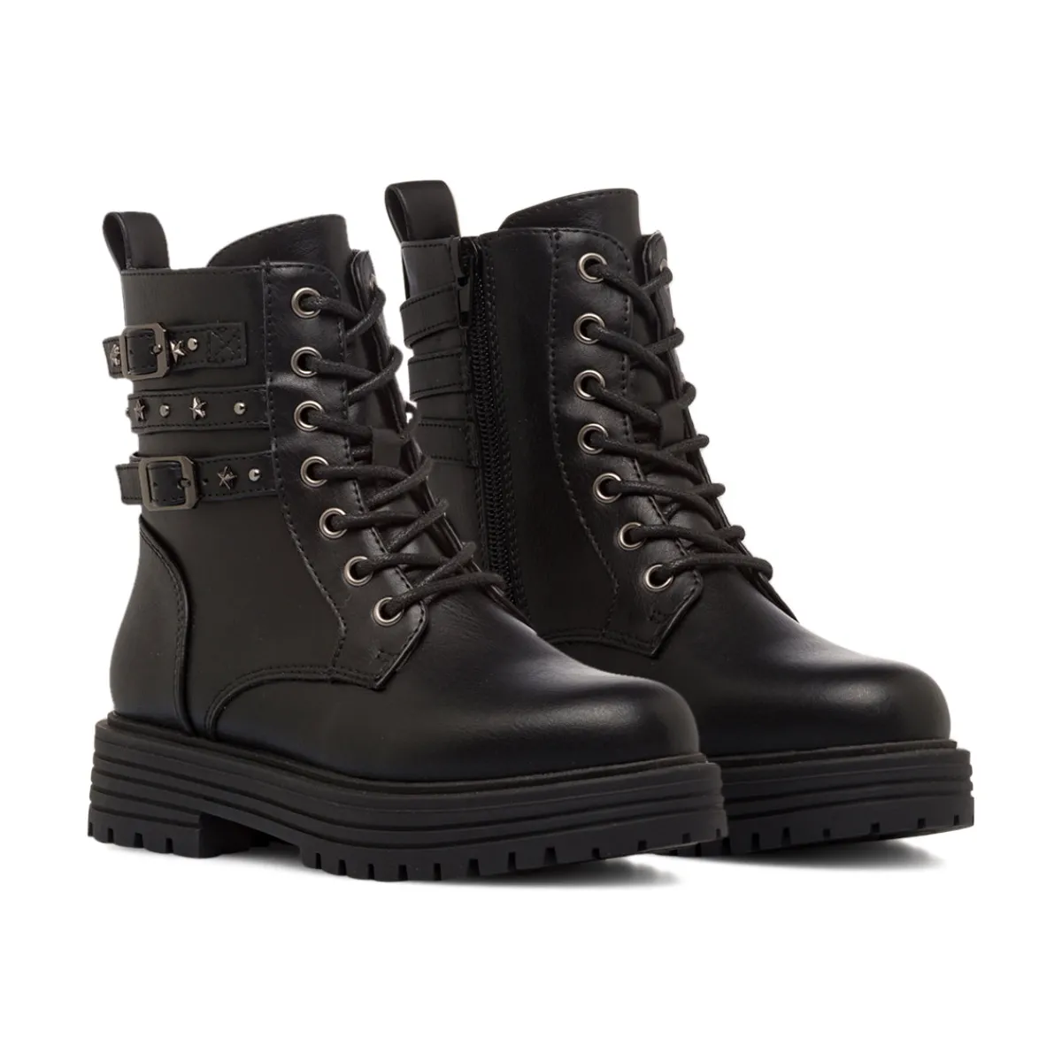 Sale Anfibi neri da Bambina e Ragazza con fibbie e borchie Bambino Stivaletti Bambina|Scarpe Ragazza