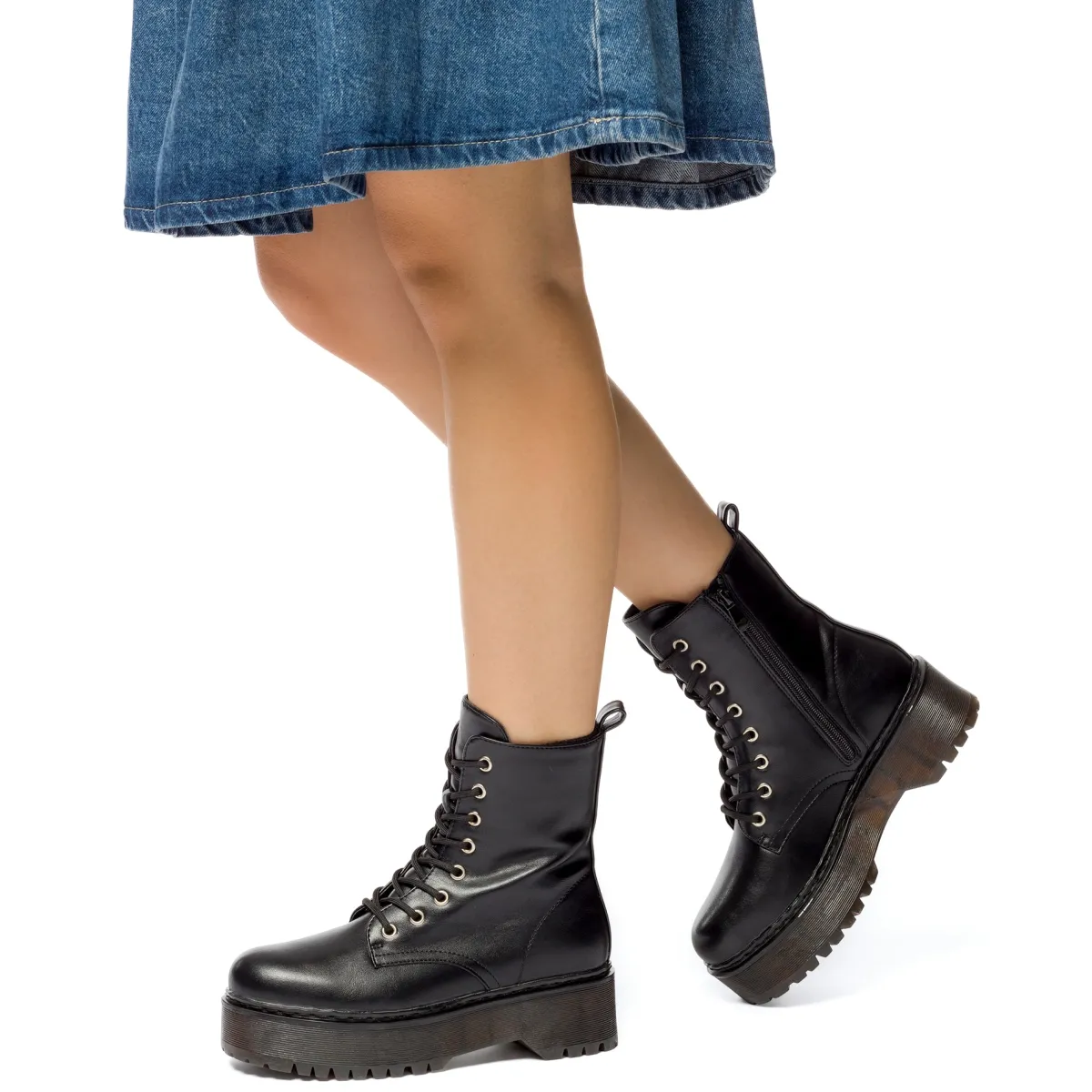 Discount Anfibi neri da donna con maxi-suola Donna Scarponcini E Anfibi Donna