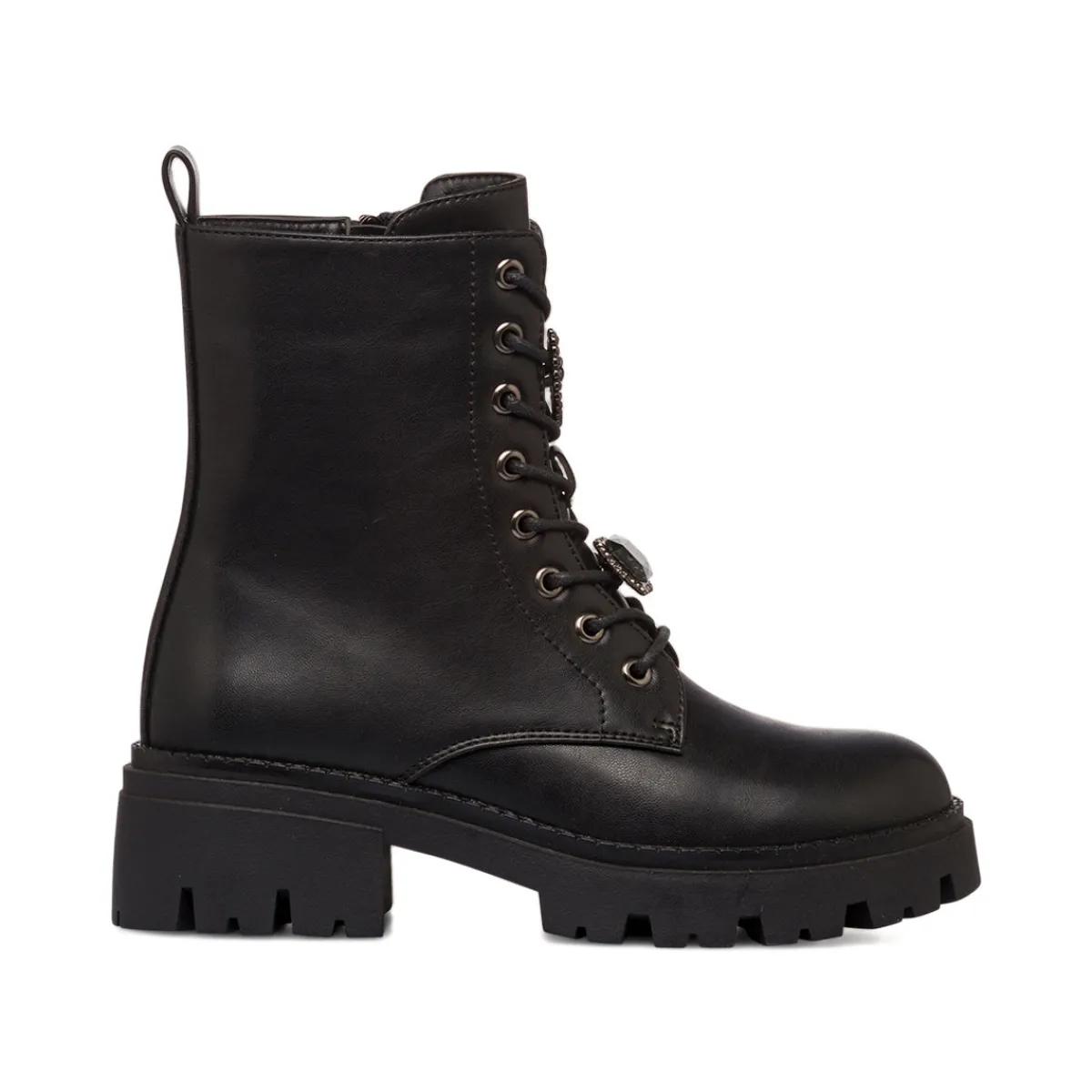 Hot Anfibi neri da donna con dettaglio strass Donna Scarponcini E Anfibi Donna