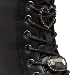 Hot Anfibi neri da donna con dettaglio strass Donna Scarponcini E Anfibi Donna