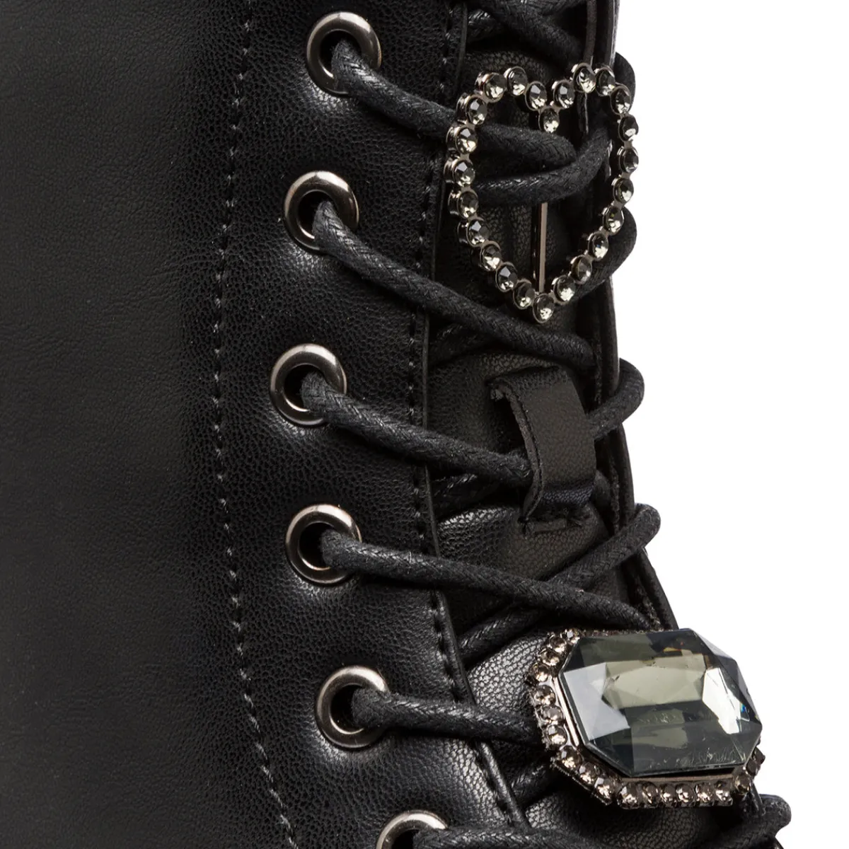 Hot Anfibi neri da donna con dettaglio strass Donna Scarponcini E Anfibi Donna