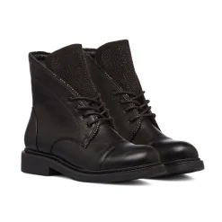 Discount Anfibi neri da donna con dettaglio strass Donna Scarponcini E Anfibi Donna