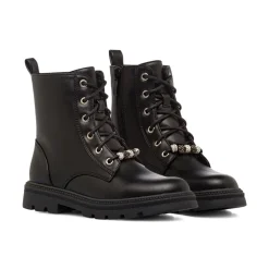 Clearance Anfibi neri da Ragazza con lacci e dettaglio gioiello Bambino Stivaletti Bambina|Scarpe Ragazza