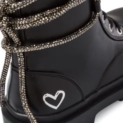 Clearance Anfibi neri da Ragazza con catena strass e cuore Bambino Stivaletti Bambina|Scarpe Ragazza