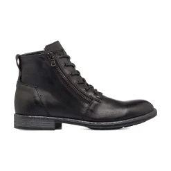 Anfibi neri in pelle da uomo con zip laterale Uomo Scarponcini E Anfibi Uomo