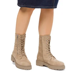 Hot Anfibi taupe da donna effetto scamosciato Donna Scarponcini E Anfibi Donna