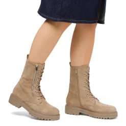 Hot Anfibi taupe da donna effetto scamosciato Donna Scarponcini E Anfibi Donna