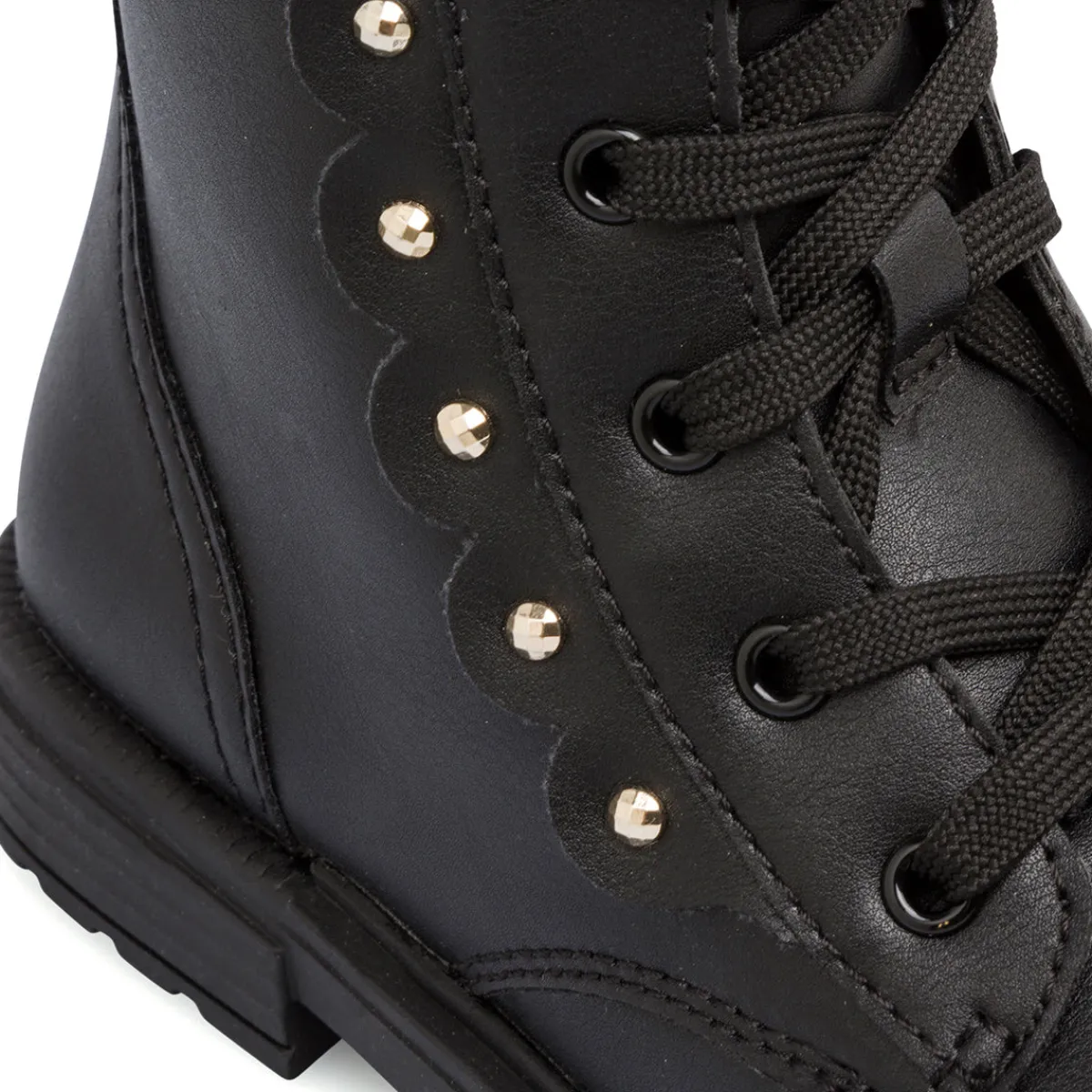 New Anfibi traspiranti da bambina neri con borchie Bambino Stivaletti Bambina