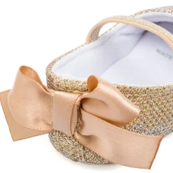 Clearance Ballerine neonata oro con glitter e fiocco in raso Bambino Primi Passi Bambino|Primi Passi Bambina