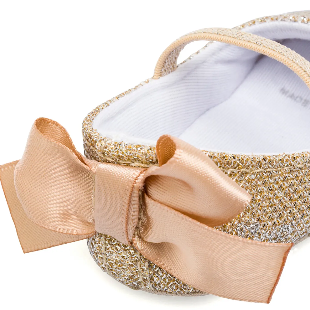 Clearance Ballerine neonata oro con glitter e fiocco in raso Bambino Primi Passi Bambino|Primi Passi Bambina