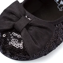New Ballerine nere con fiocco e paillettes da Bambina Bambino Scarpe Da Cerimonia Bambina|Ballerine Bambina