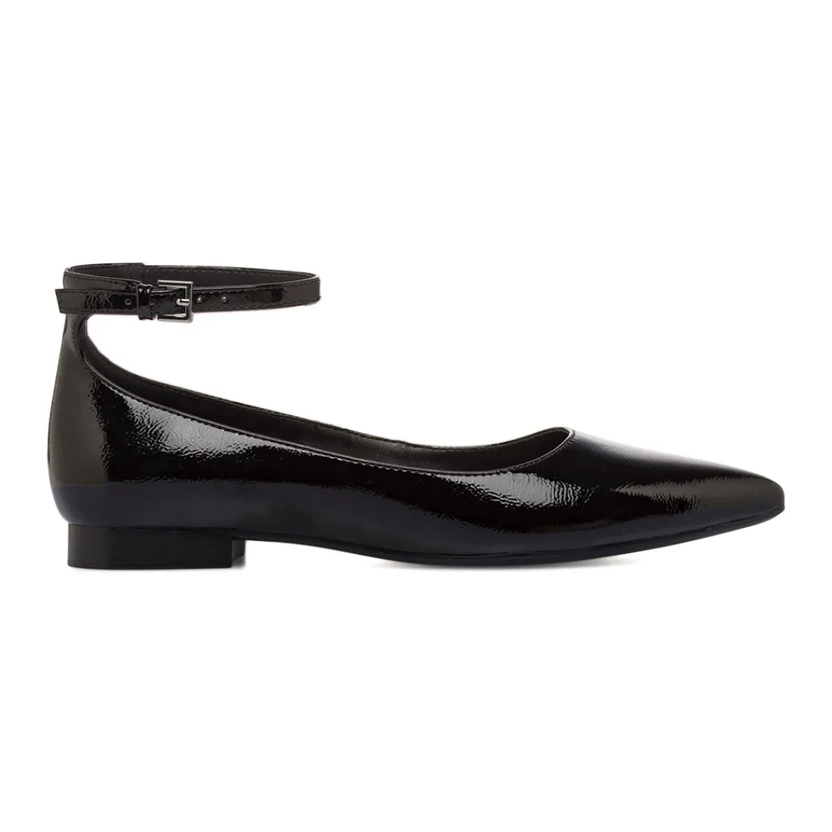 Sale Ballerine nere da Donna effetto vernice con cinturino Donna Ballerine Donna