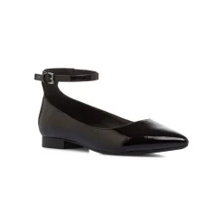 Sale Ballerine nere da Donna effetto vernice con cinturino Donna Ballerine Donna