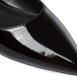 Sale Ballerine nere da Donna effetto vernice con cinturino Donna Ballerine Donna