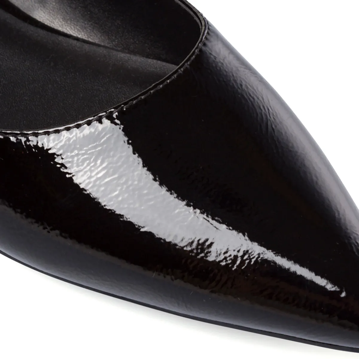 Sale Ballerine nere da Donna effetto vernice con cinturino Donna Ballerine Donna