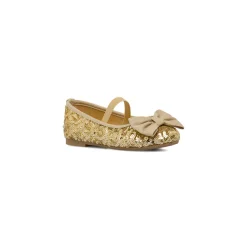 Hot Ballerine oro con paillettes e fiocco da Bambina Bambino Scarpe Da Cerimonia Bambina|Ballerine Bambina
