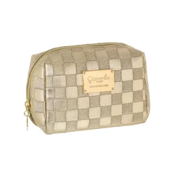 Best Beauty case dorato da Donna con motivo a quadri Donna Beauty Case E Trousse