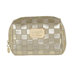 Best Beauty case dorato da Donna con motivo a quadri Donna Beauty Case E Trousse