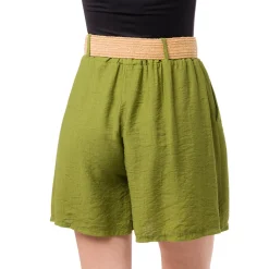 Online Bermuda Verdi da Donna con tasche a filetto e cintura in Rafia Donna Gonne E Pantaloni|Giacche E Cappotti Donna