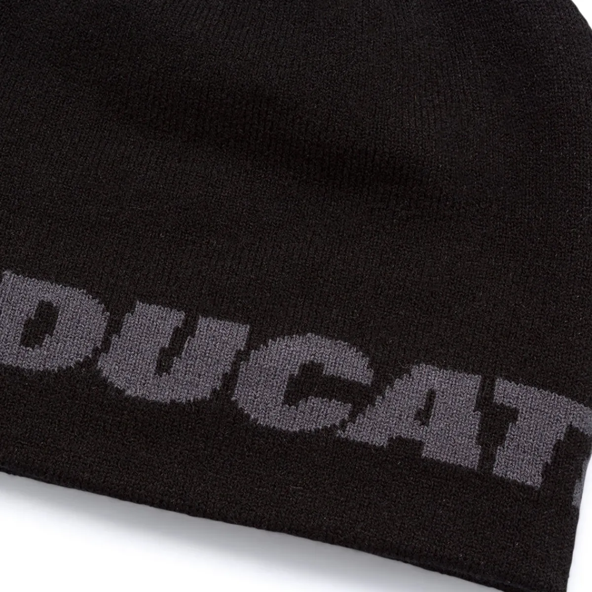 Berretto da uomo reversibile nero in maglia con logo a contrasto Corse Uomo Cappellini|Abbigliamento Ducati