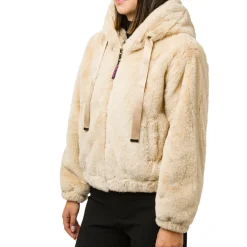 Online Bomber pelliccia sintetica beige da donna con chiusura a zip Donna Giacche E Cappotti Donna|Abbigliamento Moda Donna