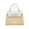 Online Borsa a Mano Argento da Donna con fibbia e inserto in rafia Donna Borse A Mano